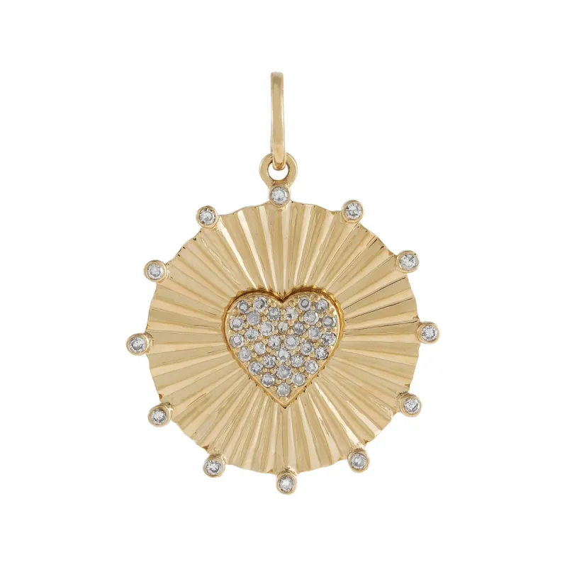 Diamond Heart Coin Charm 14K sold by Adina Eden's