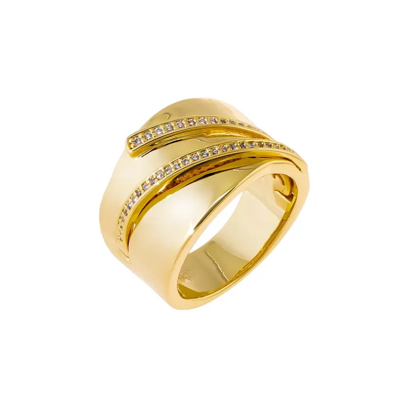 Pave Lined Wide Band Ring sold by Adina Eden's
