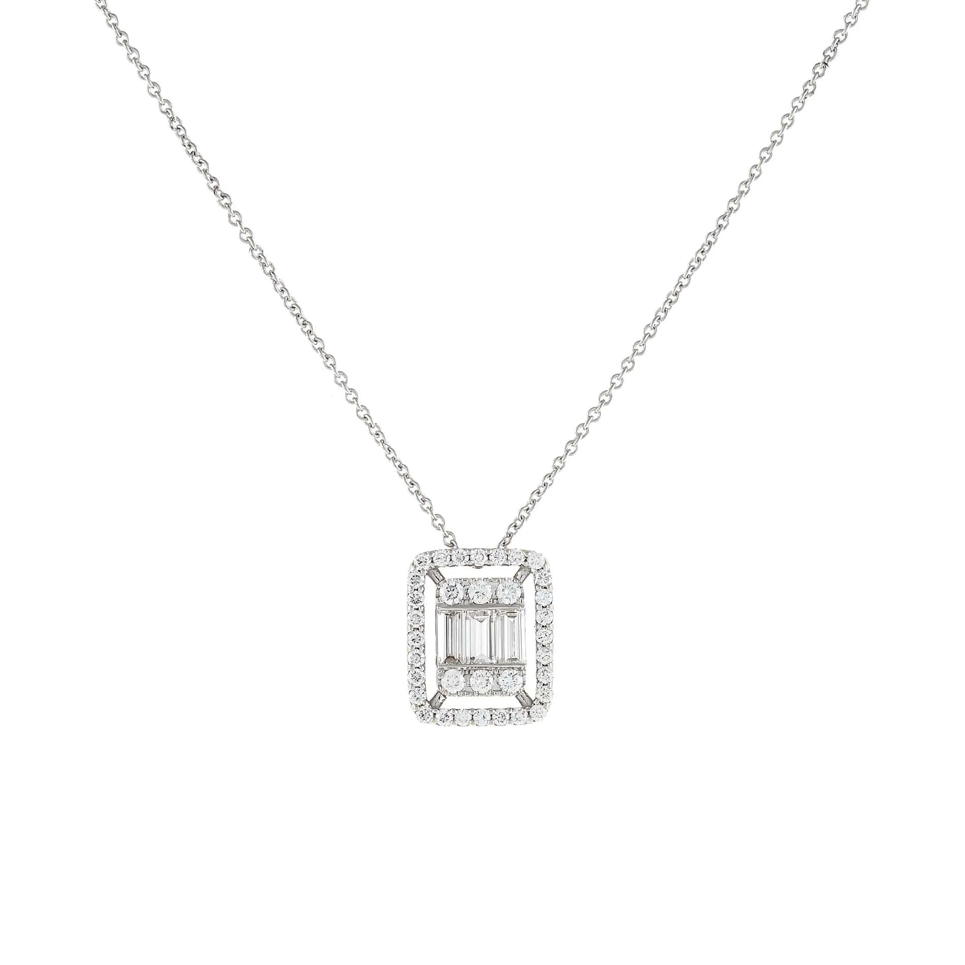 Diamond Illusion Baguette Necklace 14K sold by Adina Eden's