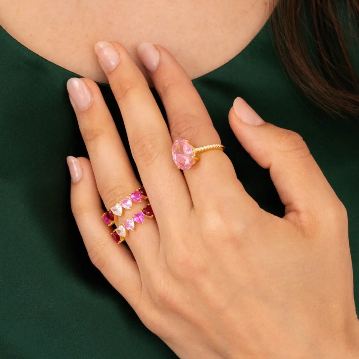 Pink Ombre Heart Eternity Band sold by Adina Eden's product image thumbnail 2