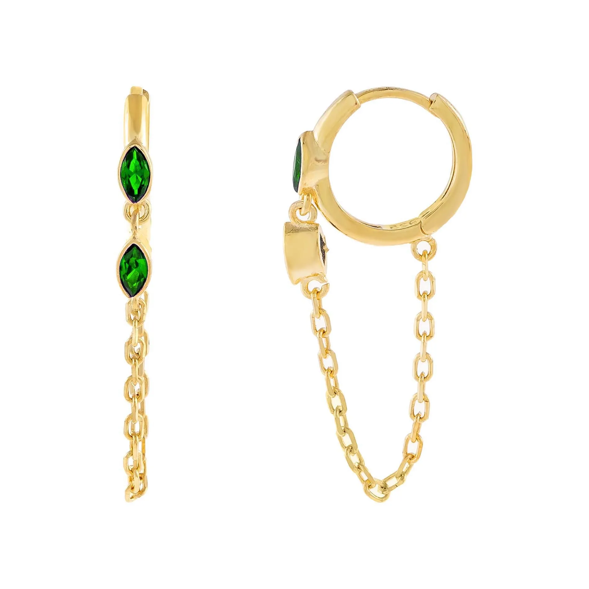 CZ Colored Evil Eye Chain Huggie Earring sold by Adina Eden's product image thumbnail 4