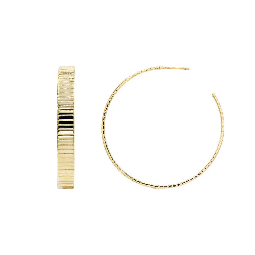 Ridged Flat Hoop Earring sold by Adina Eden's product image thumbnail 4