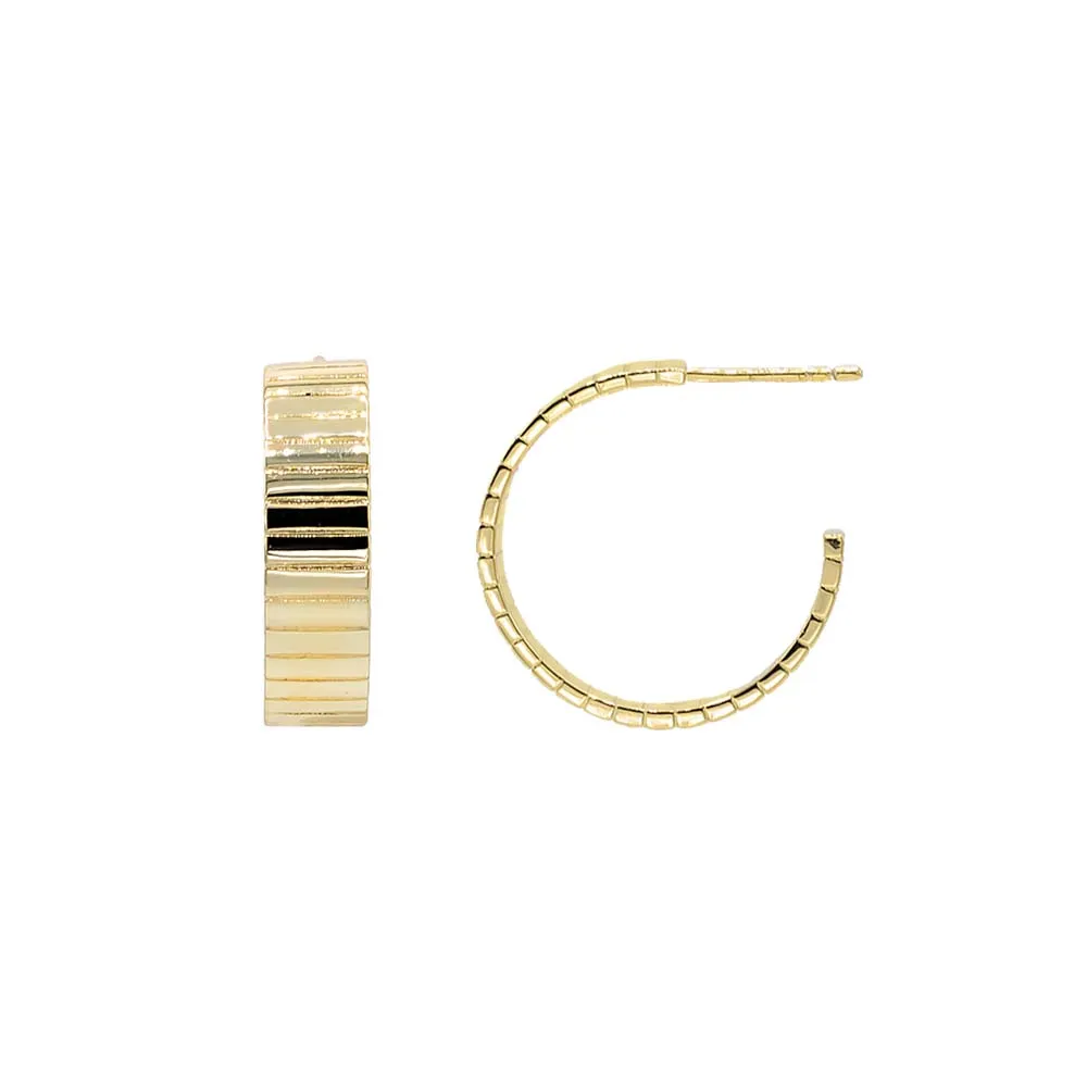 Ridged Flat Hoop Earring sold by Adina Eden's product image thumbnail 3