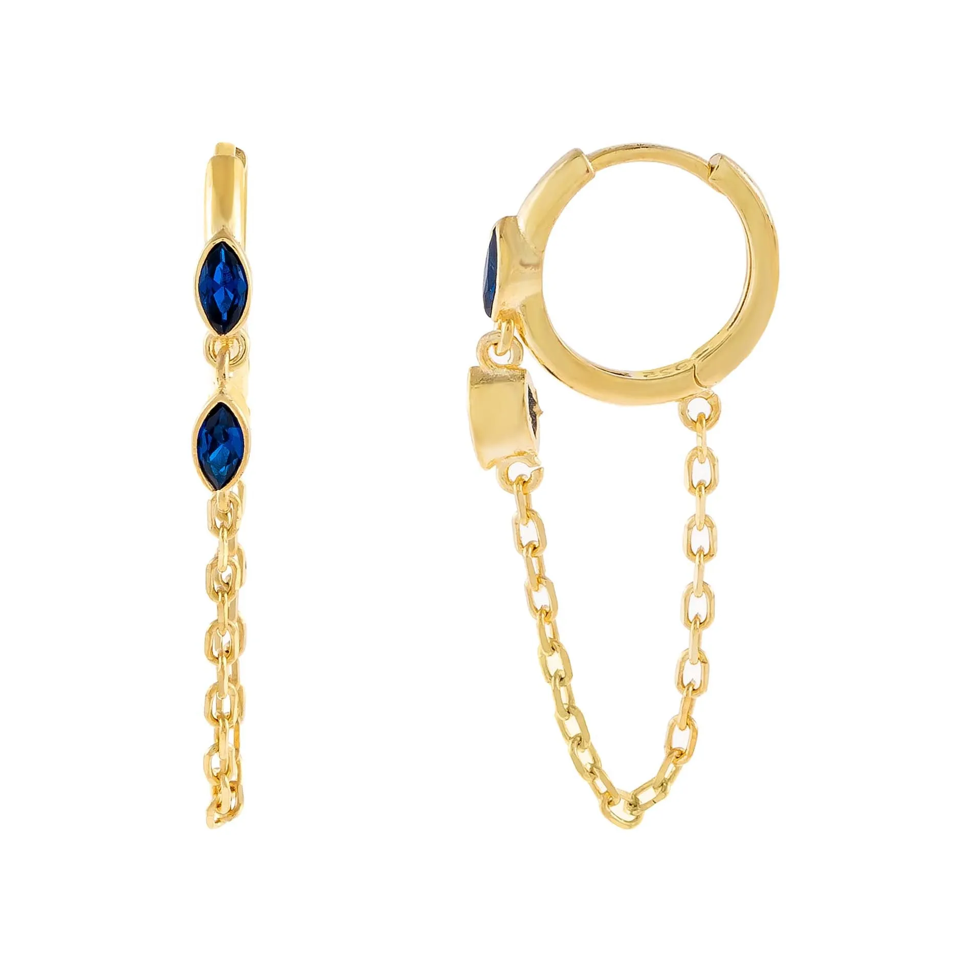 CZ Colored Evil Eye Chain Huggie Earring sold by Adina Eden's product image thumbnail 3