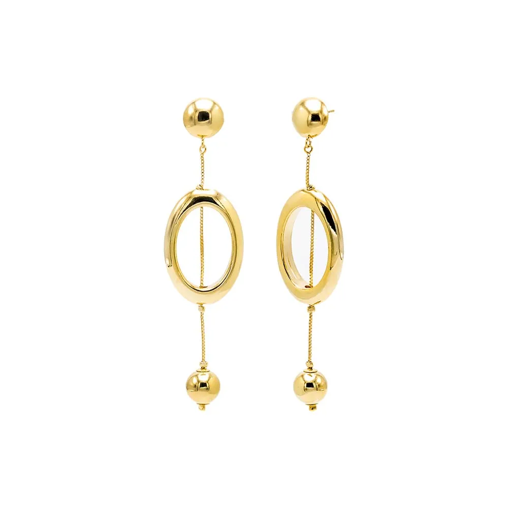 Ball Chain X Oval Pendant Drop Stud Earring sold by Adina Eden's