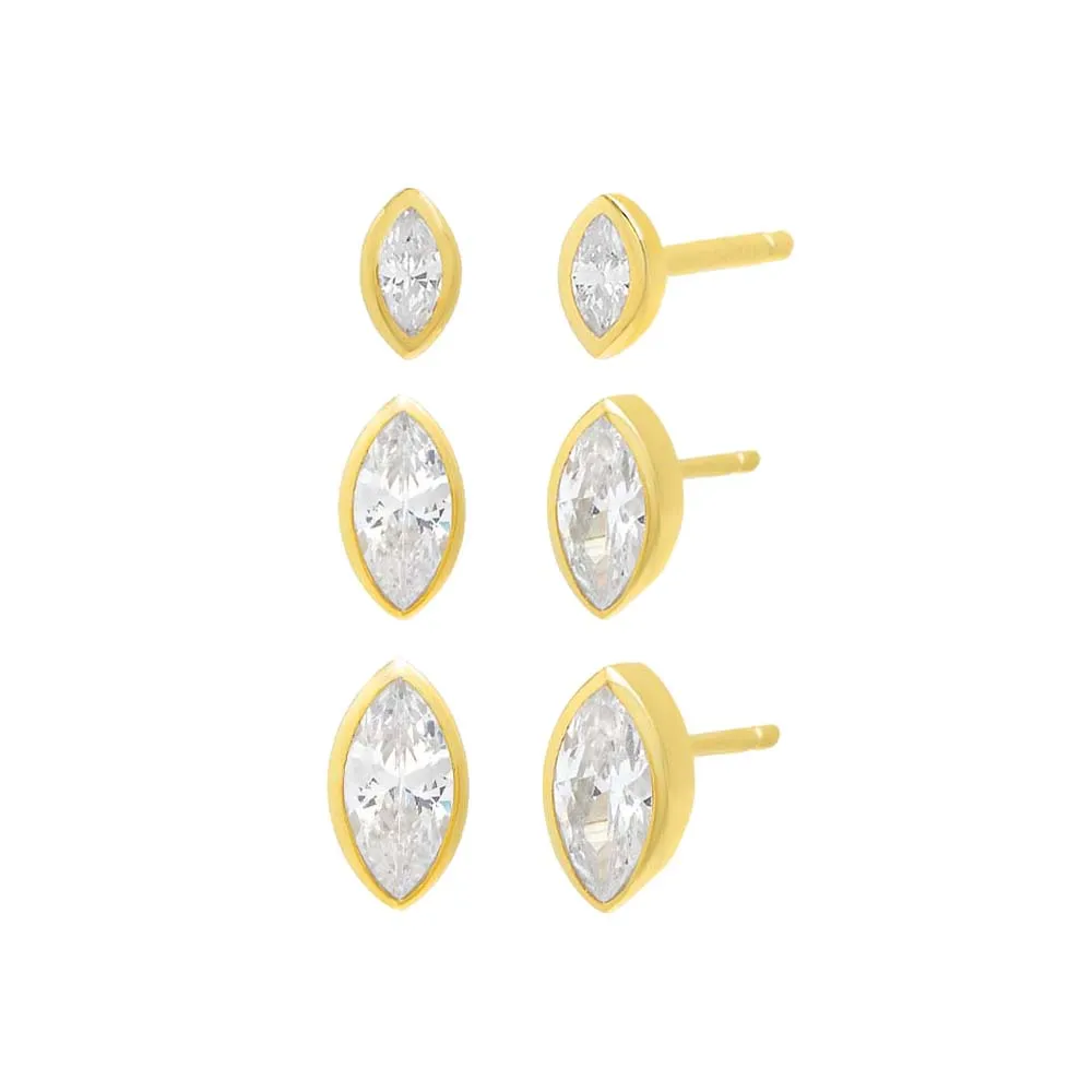 Marquise Bezel Stud Earring Combo Set sold by Adina Eden's