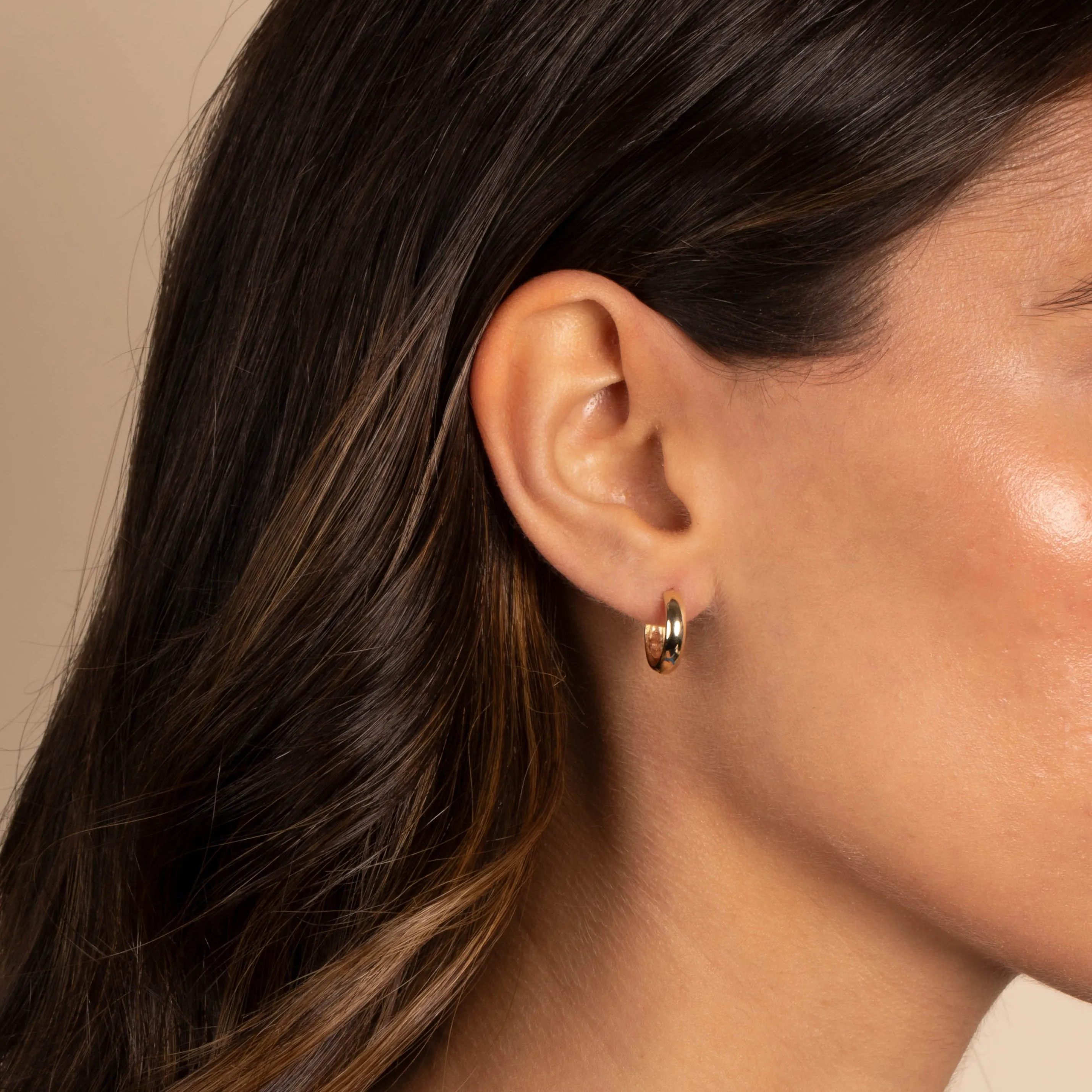 Solid Wide Rounded Huggie Earring 14K sold by Adina Eden's product image thumbnail 2