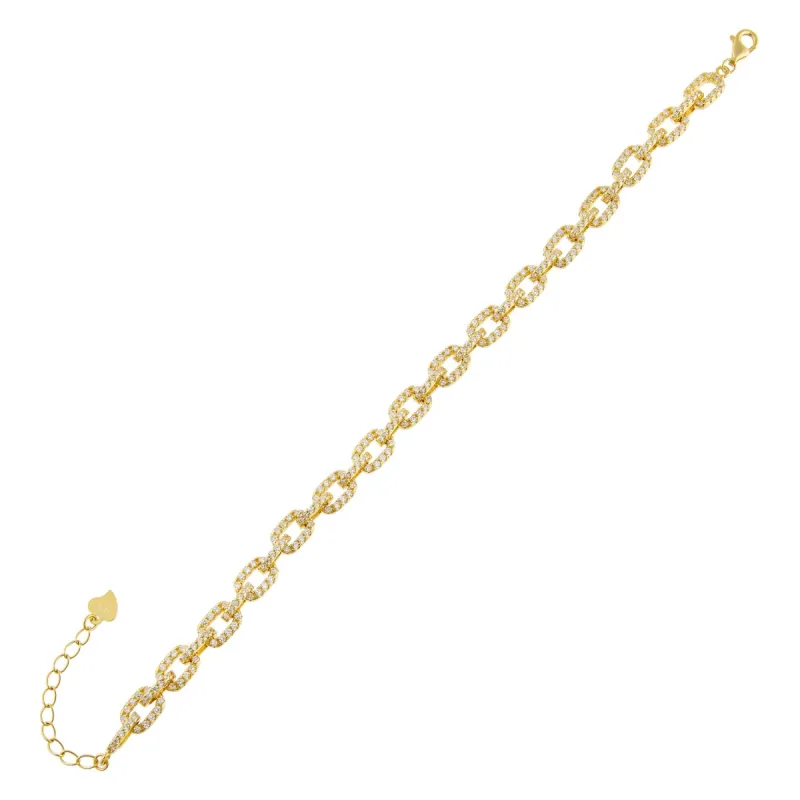 Pavé Box Link Chain Bracelet sold by Adina Eden's