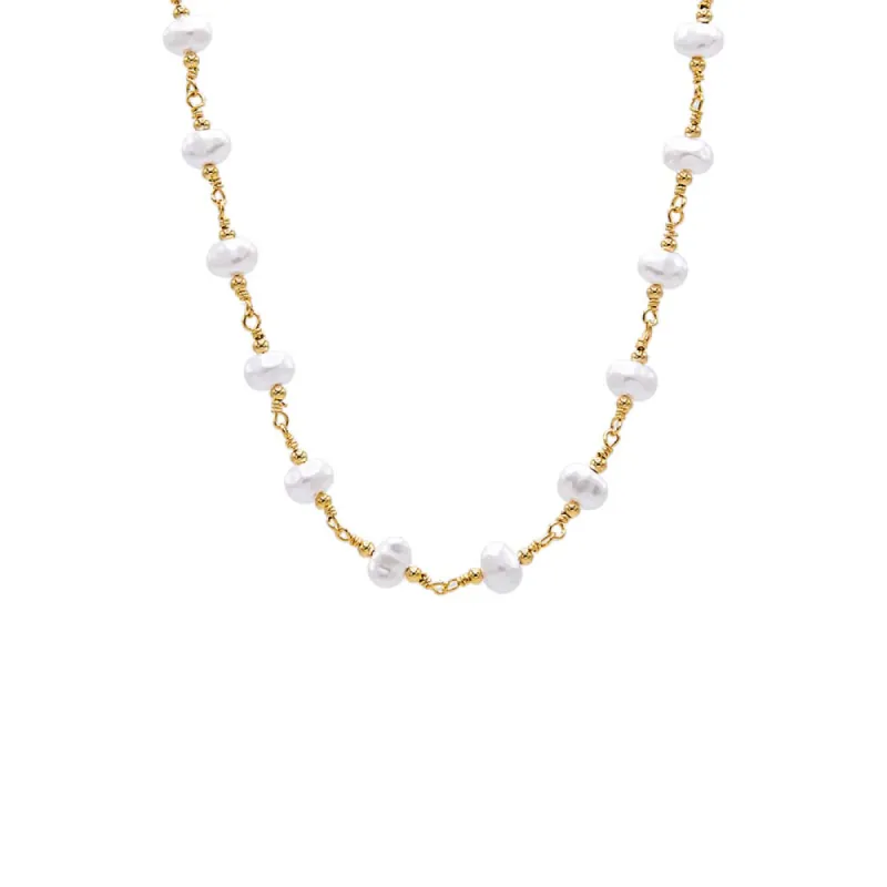 Multi Pearl Beaded Chain Necklace sold by Adina Eden's