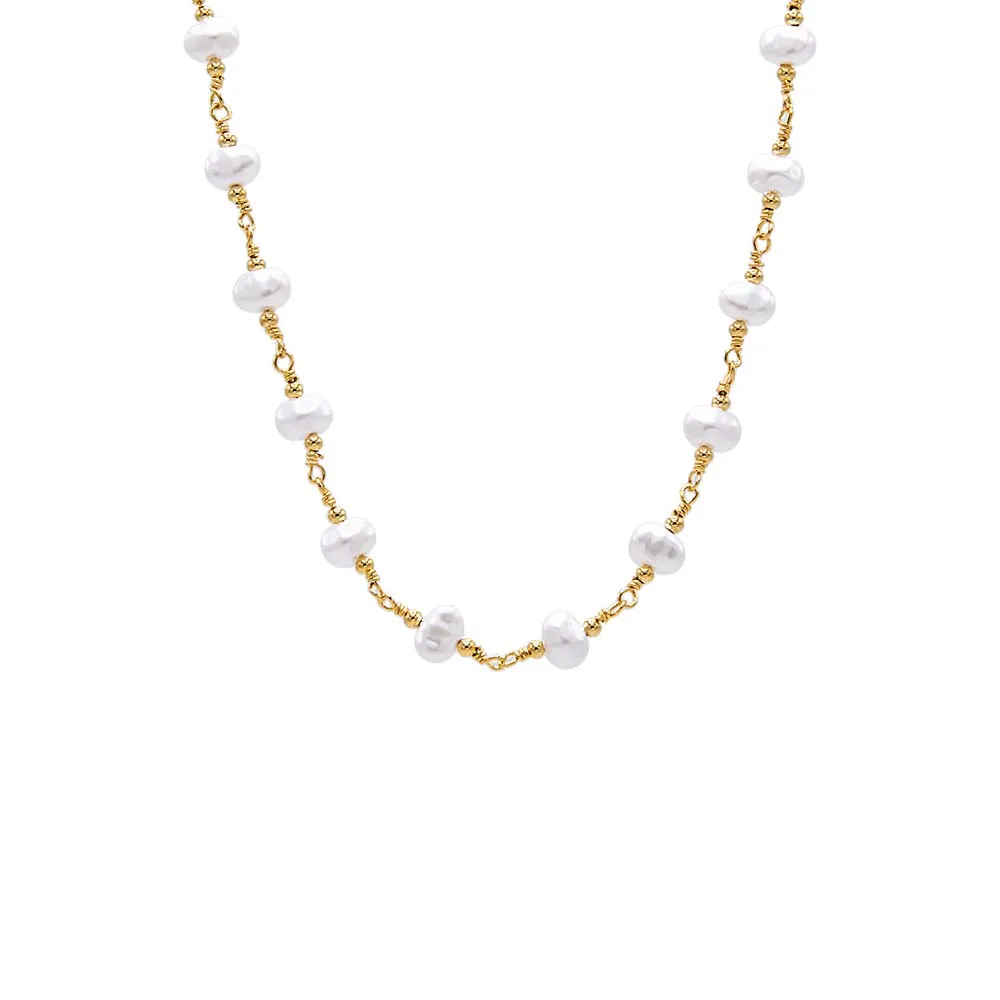 Multi Pearl Beaded Chain Necklace sold by Adina Eden's