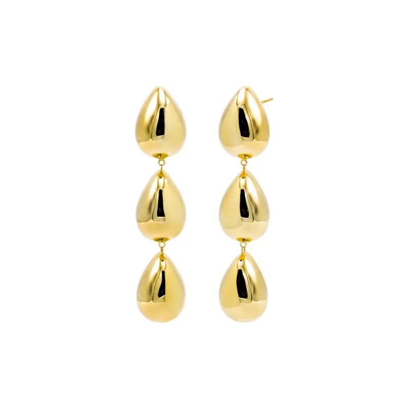 Solid Triple Puffy Teardrop Drop Stud Earring sold by Adina Eden's