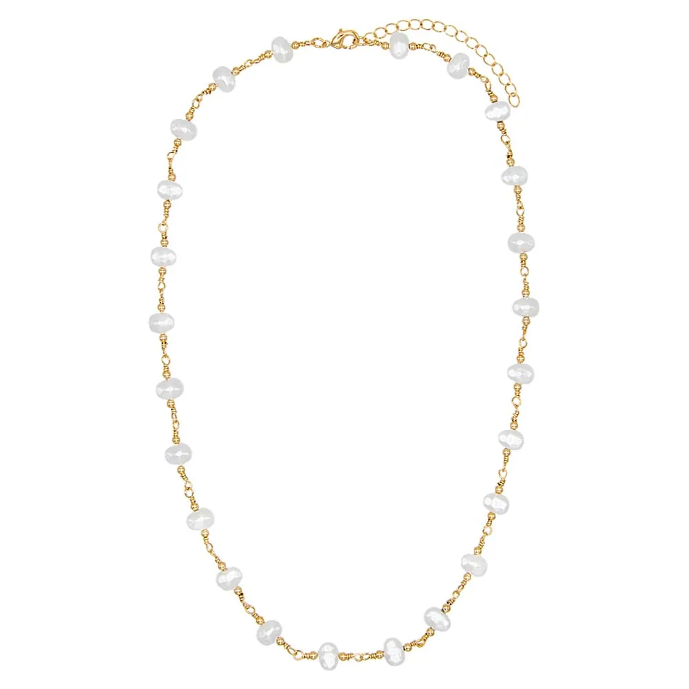 Multi Pearl Beaded Chain Necklace sold by Adina Eden's product image thumbnail 3