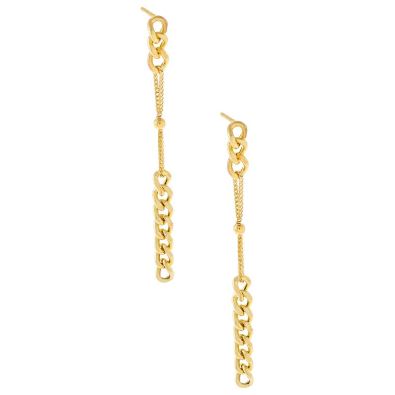 Chain X Ball Drop Stud Earring sold by Adina Eden's