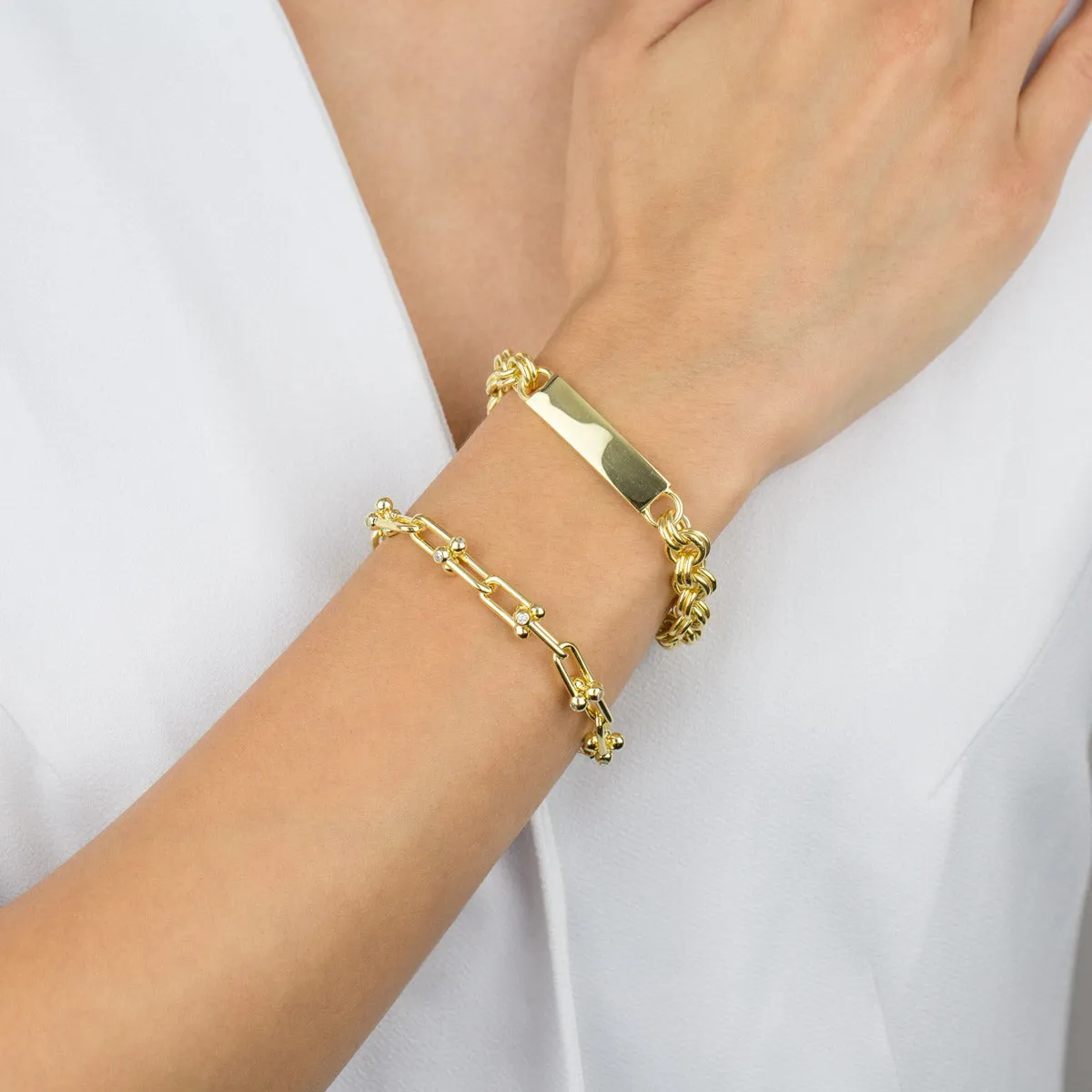 Hollow Rolo Bar Chain Bracelet sold by Adina Eden's product image thumbnail 2