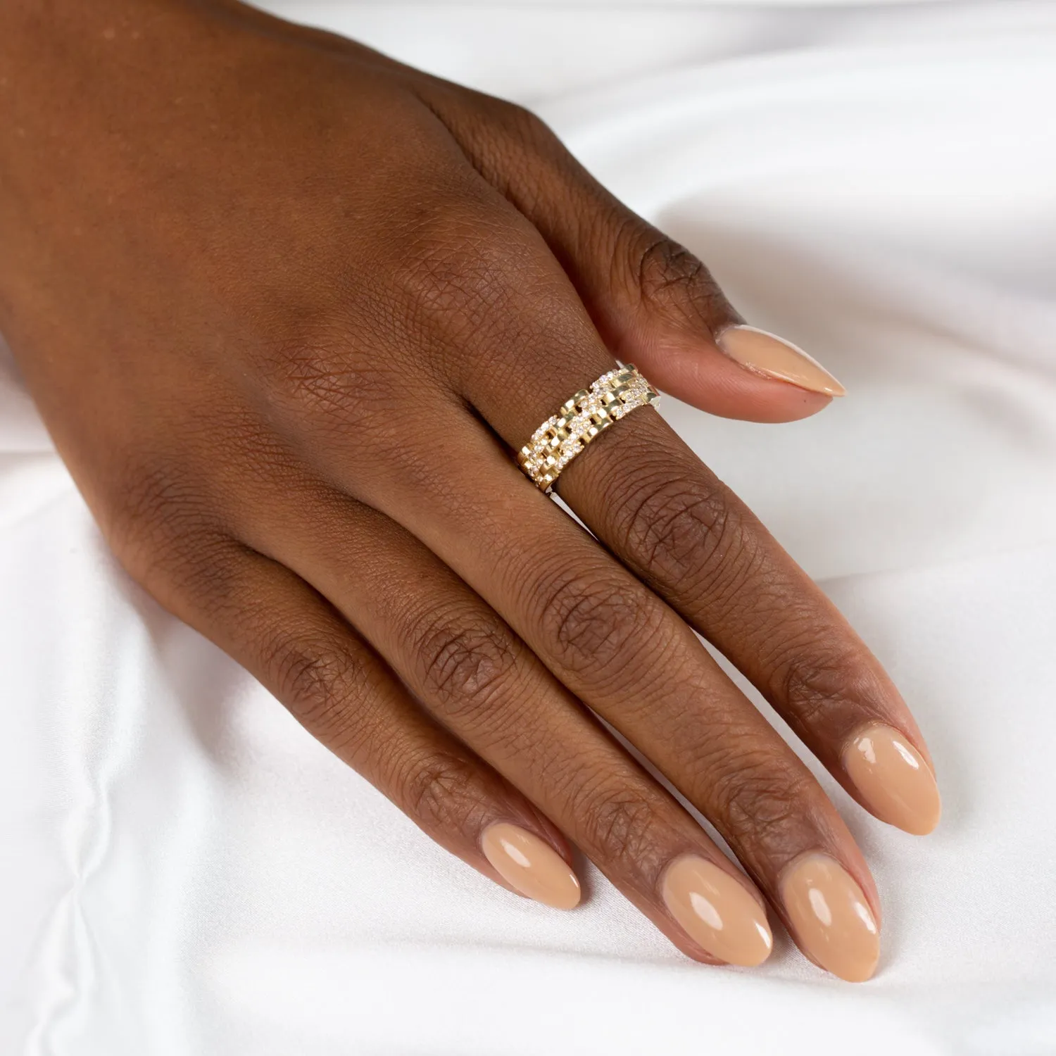 Pavé Wrist Watch Chain Ring sold by Adina Eden's product image thumbnail 2