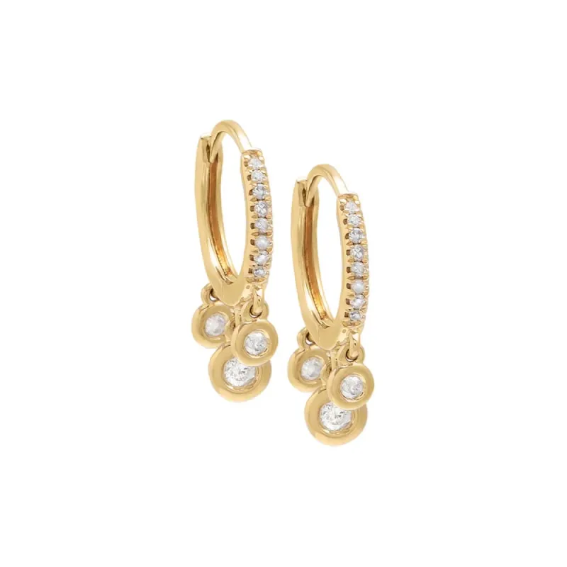Diamond Bezel Shaker Huggie Earring 14K sold by Adina Eden's