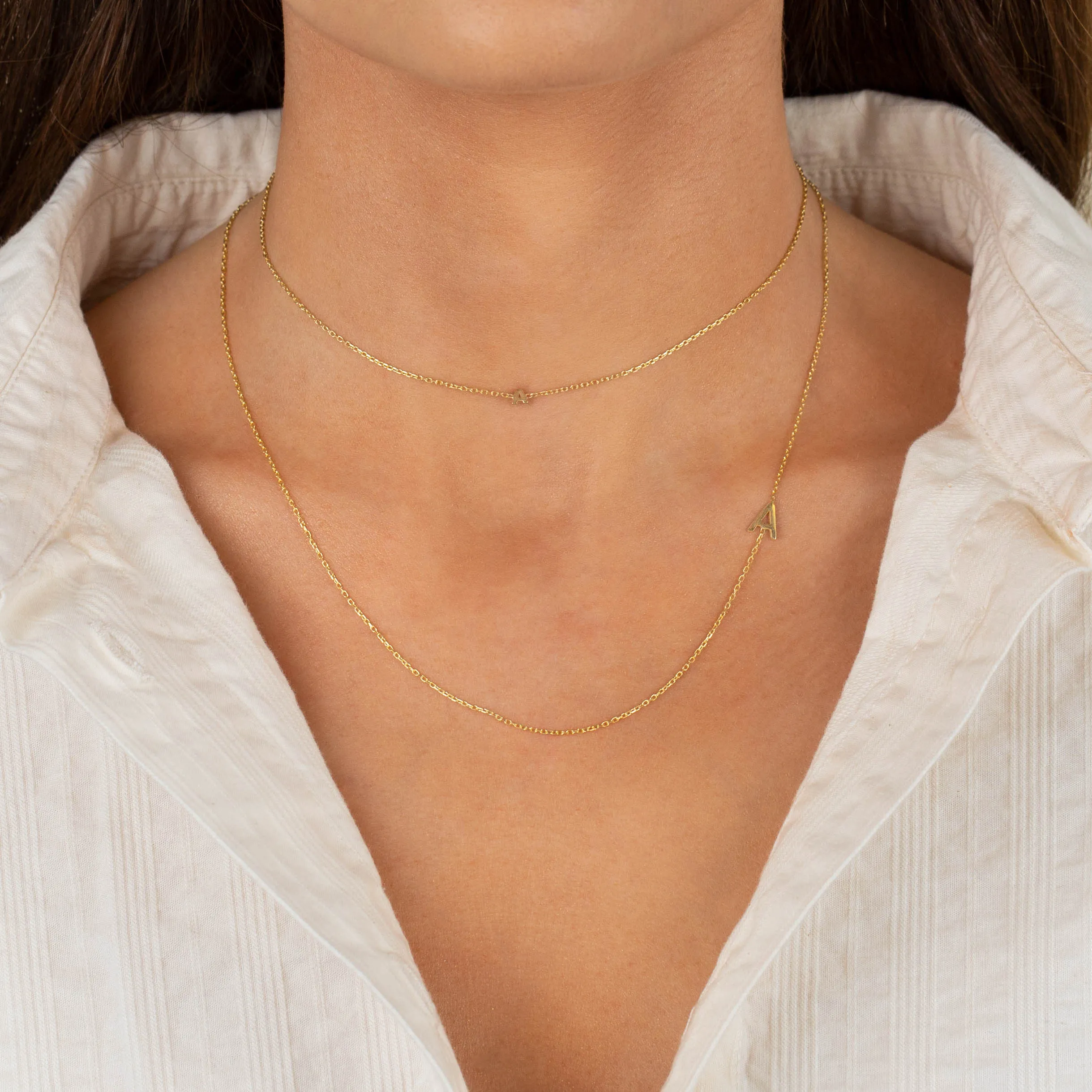 Solid Sideways Initial Necklace sold by Adina Eden's product image thumbnail 2