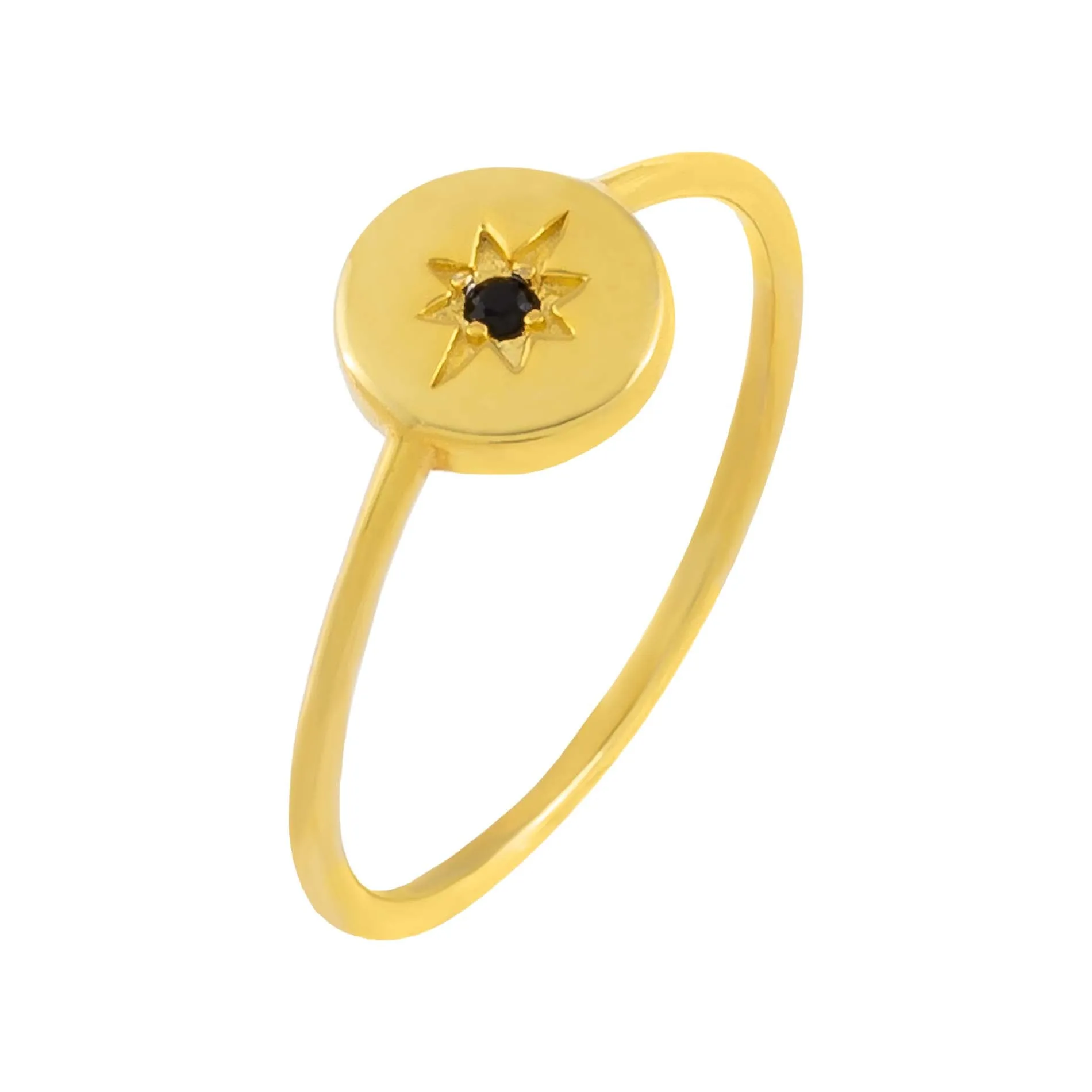 CZ Onyx Starburst Pinky Ring sold by Adina Eden's