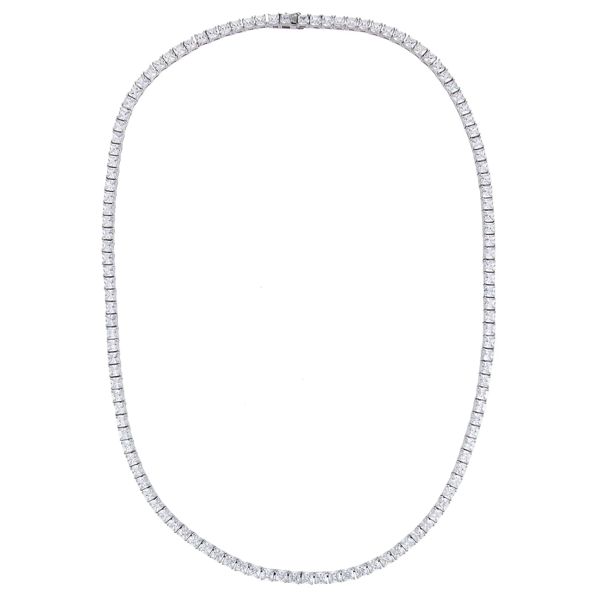 Men's Princess Cut Tennis Necklace sold by Adina Eden's product image thumbnail 4
