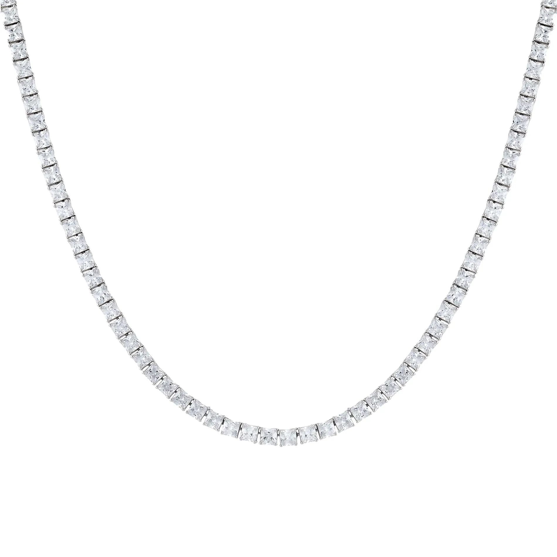 Men's Princess Cut Tennis Necklace sold by Adina Eden's product image thumbnail 3