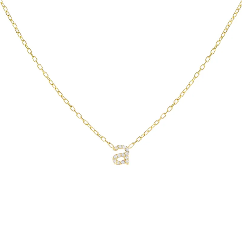 Tiny Lowercase Pavé Initial Necklace sold by Adina Eden's
