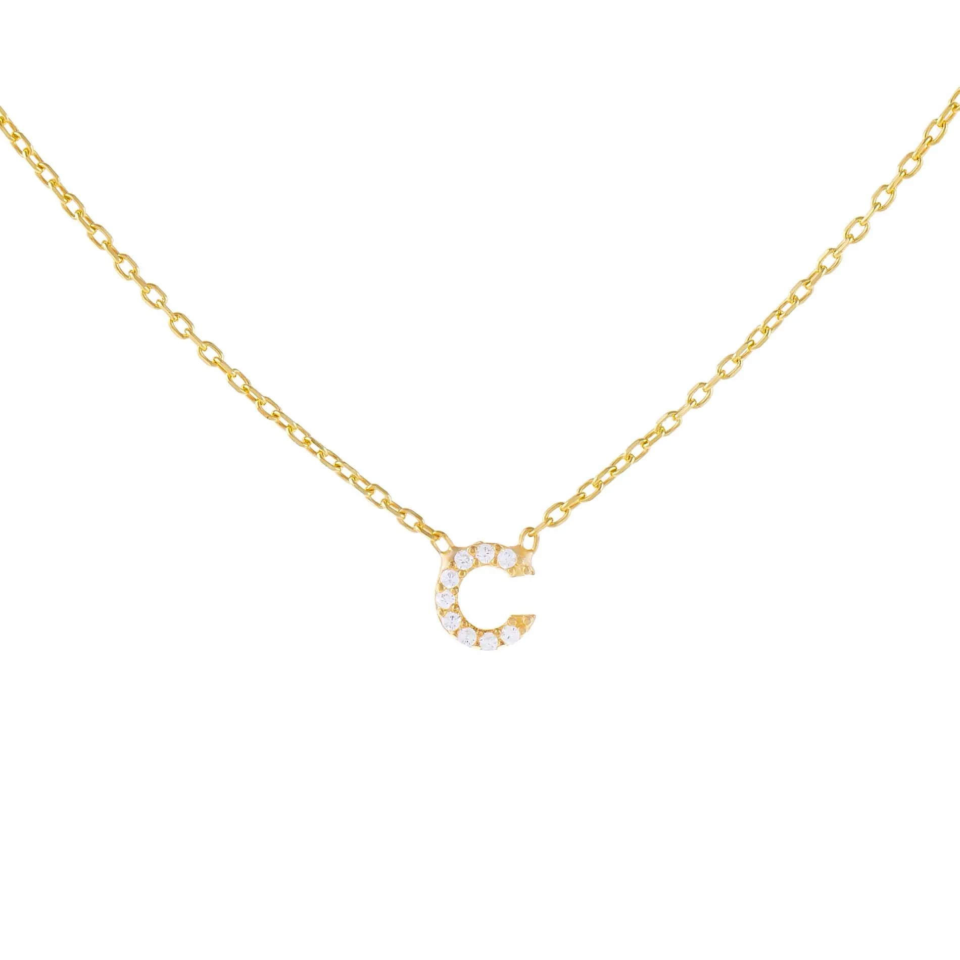 Tiny Lowercase Pavé Initial Necklace sold by Adina Eden's product image thumbnail 5
