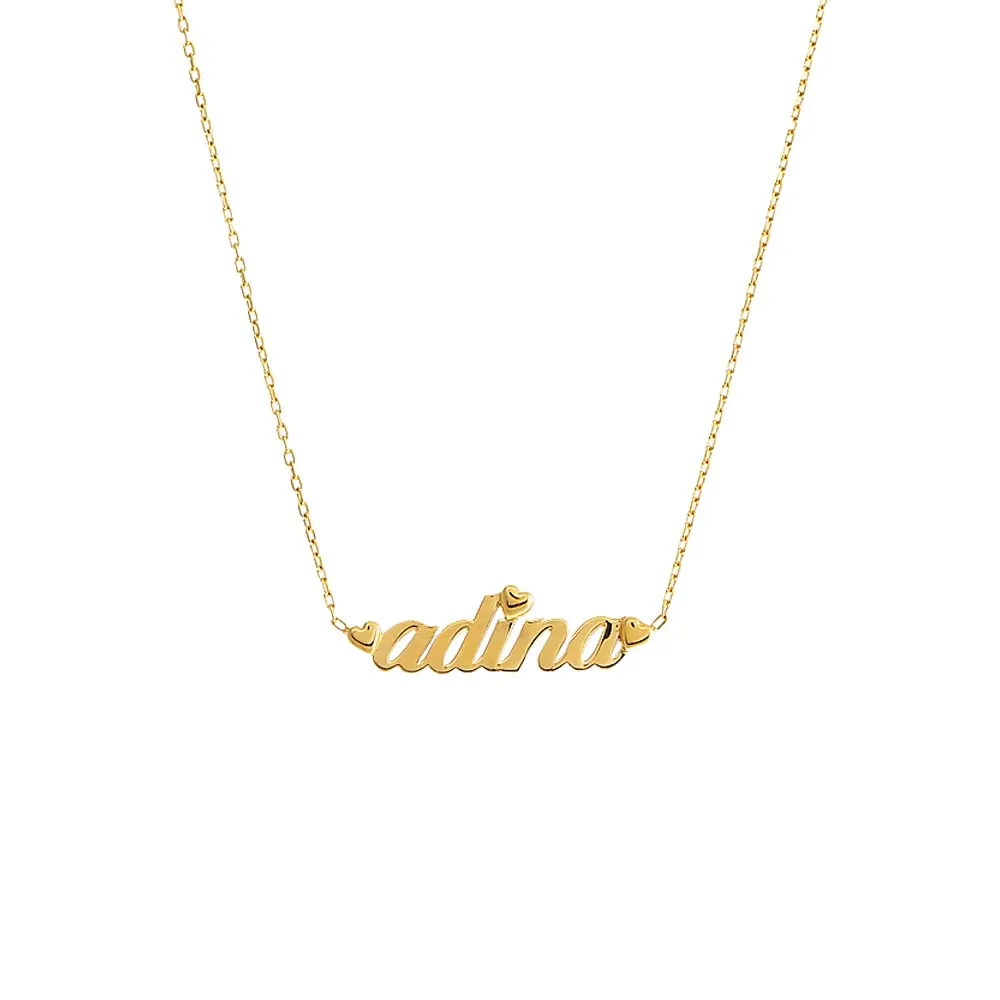 Solid Heart Accented Nameplate Necklace sold by Adina Eden's