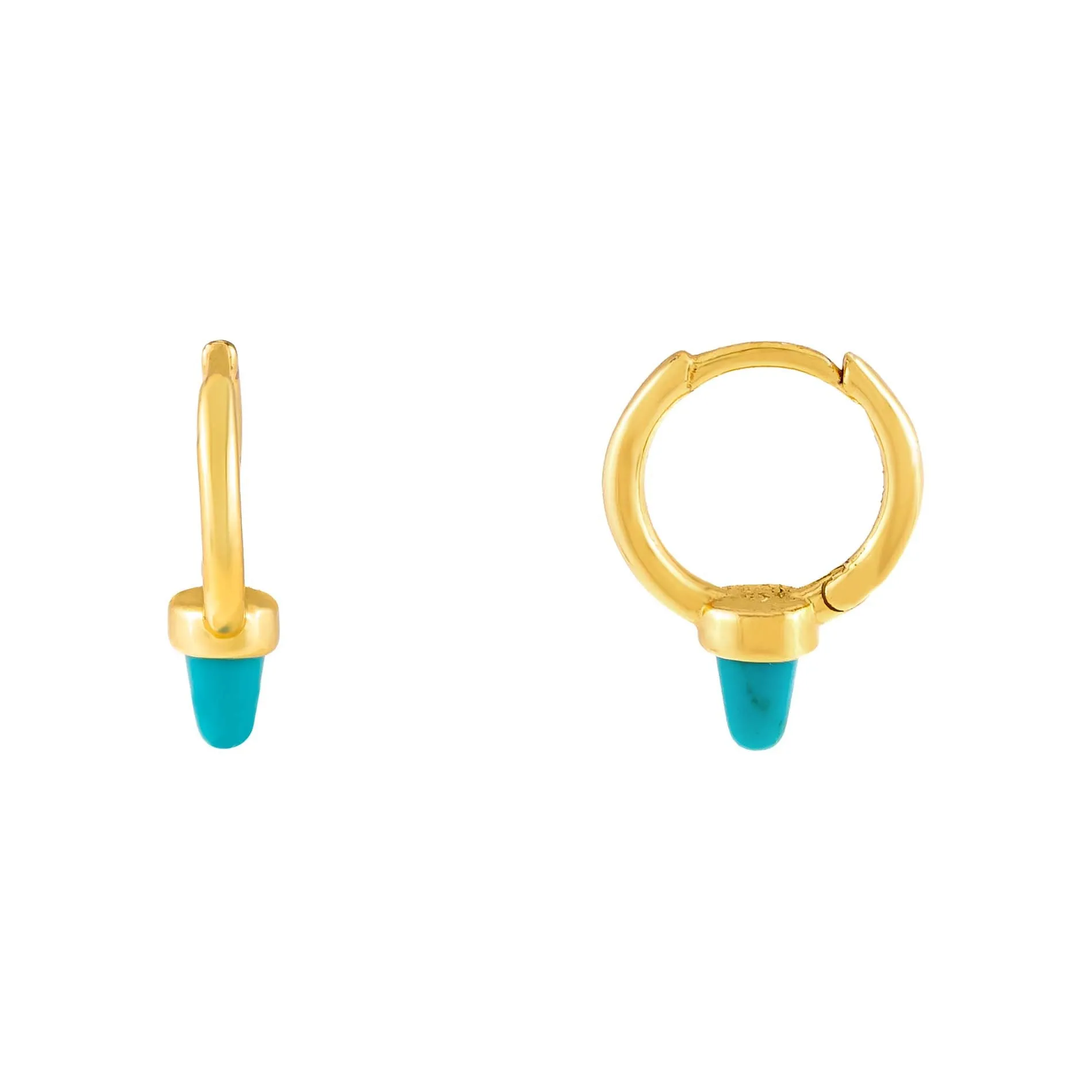 Turquoise Spike Huggie Earring sold by Adina Eden's