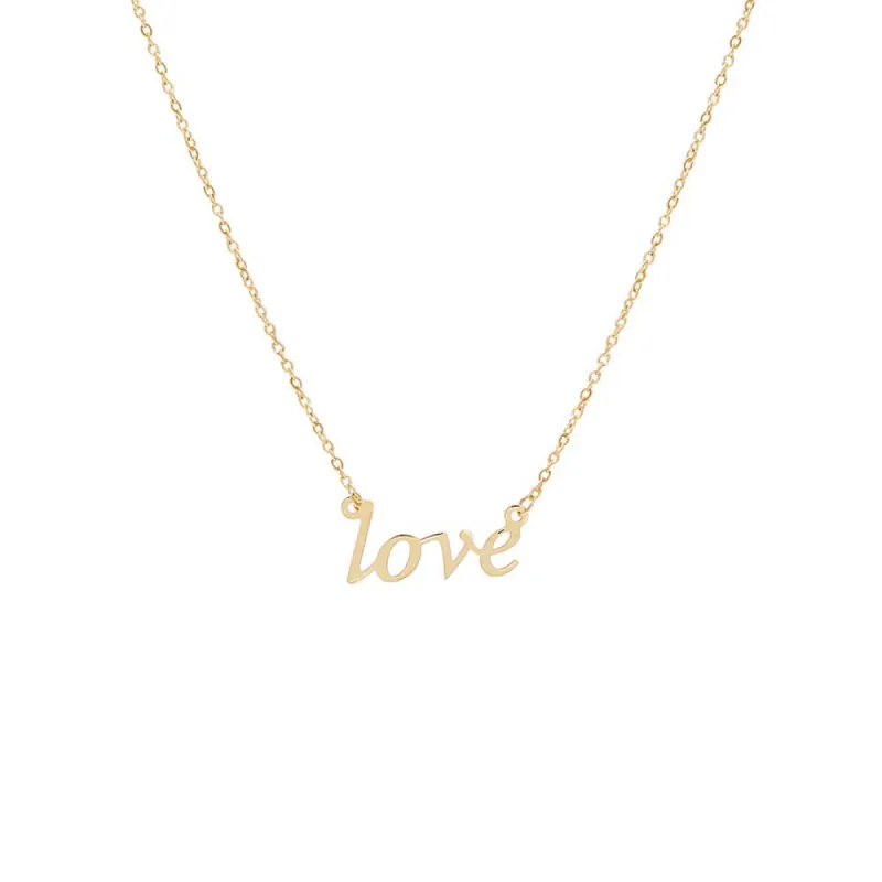 Love Script Nameplate Necklace 14K sold by Adina Eden's
