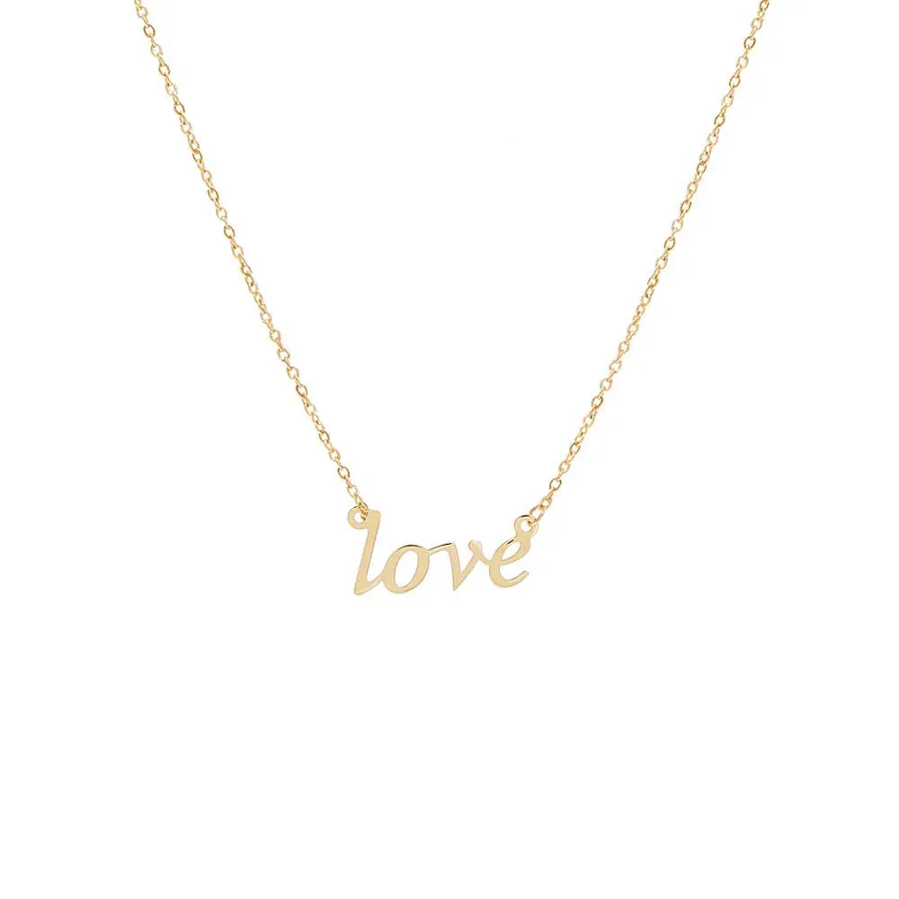 Love Script Nameplate Necklace 14K sold by Adina Eden's