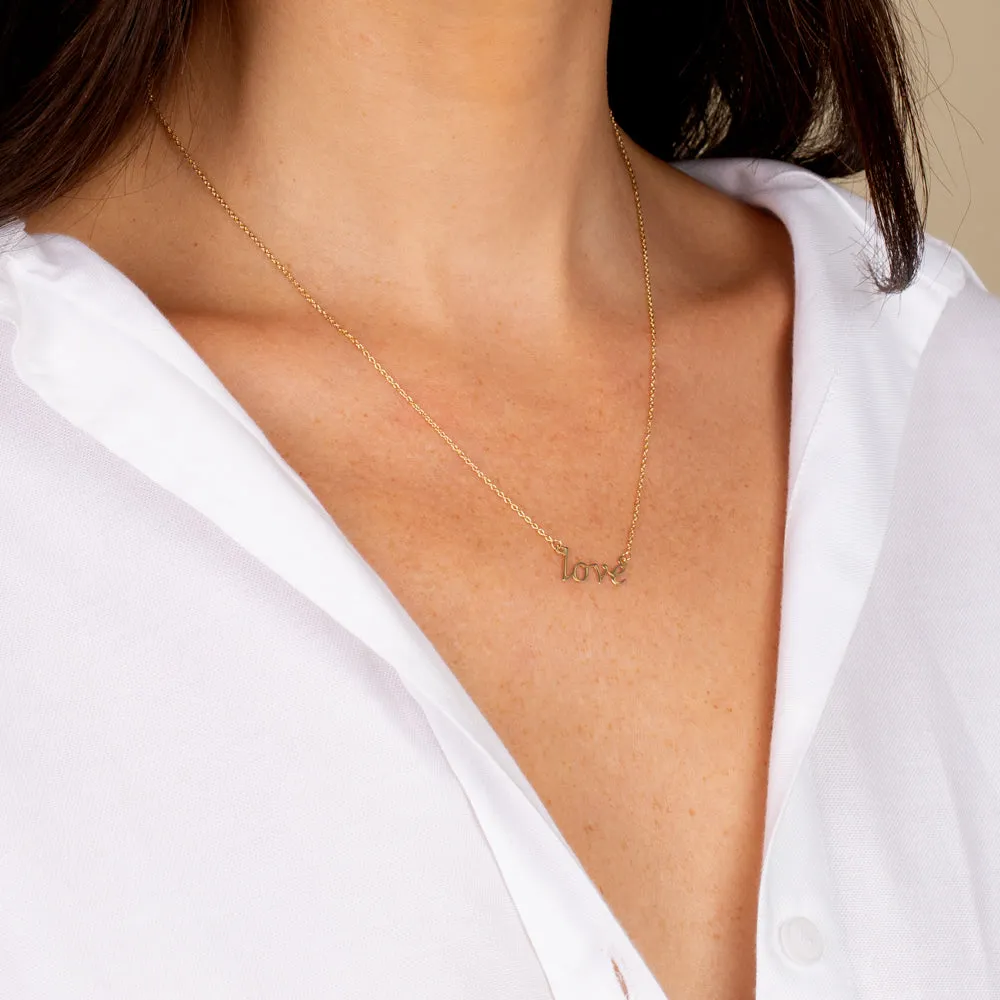 Love Script Nameplate Necklace 14K sold by Adina Eden's product image thumbnail 2