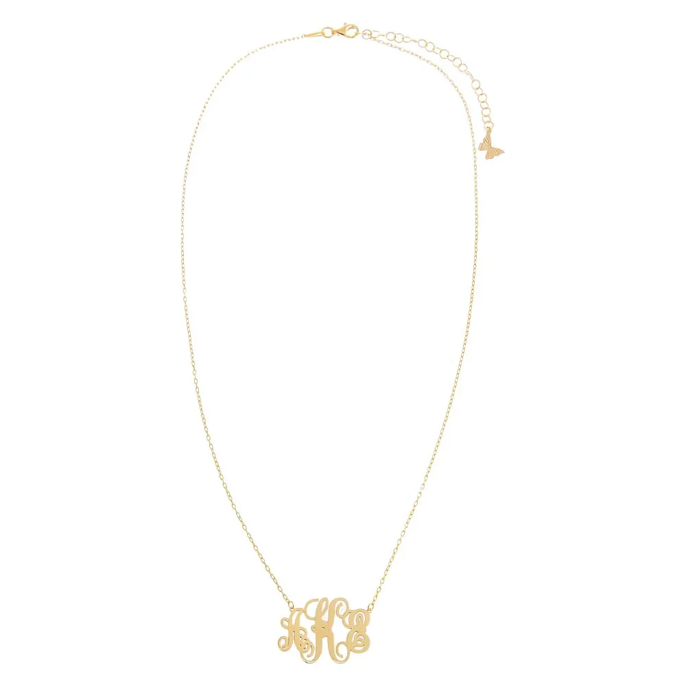 Solid Script Monogram Pendant Necklace sold by Adina Eden's product image thumbnail 3