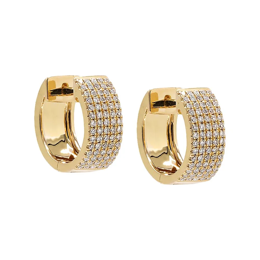 Diamond Pave Five Row Huggie Earring 14K sold by Adina Eden's