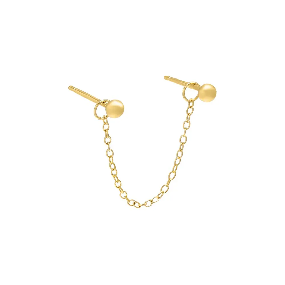 Mini Double Bead Chain Stud Earring sold by Adina Eden's