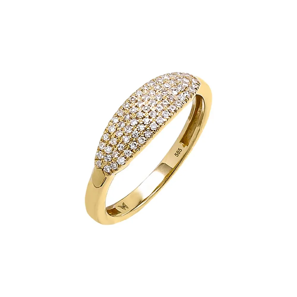 Diamond Pave Elongated Signet Pinky Ring 14K sold by Adina Eden's