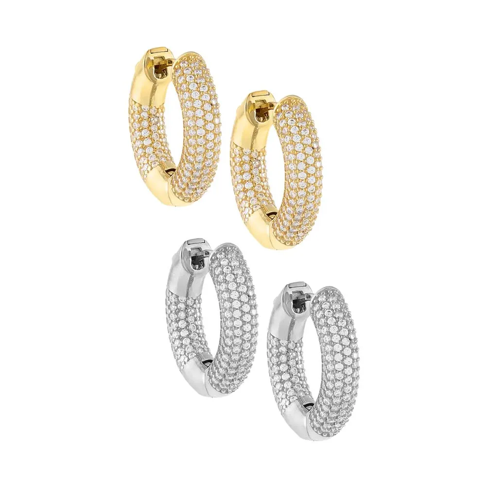 Double Sided Pavé Huggie Earring sold by Adina Eden's product image thumbnail 5