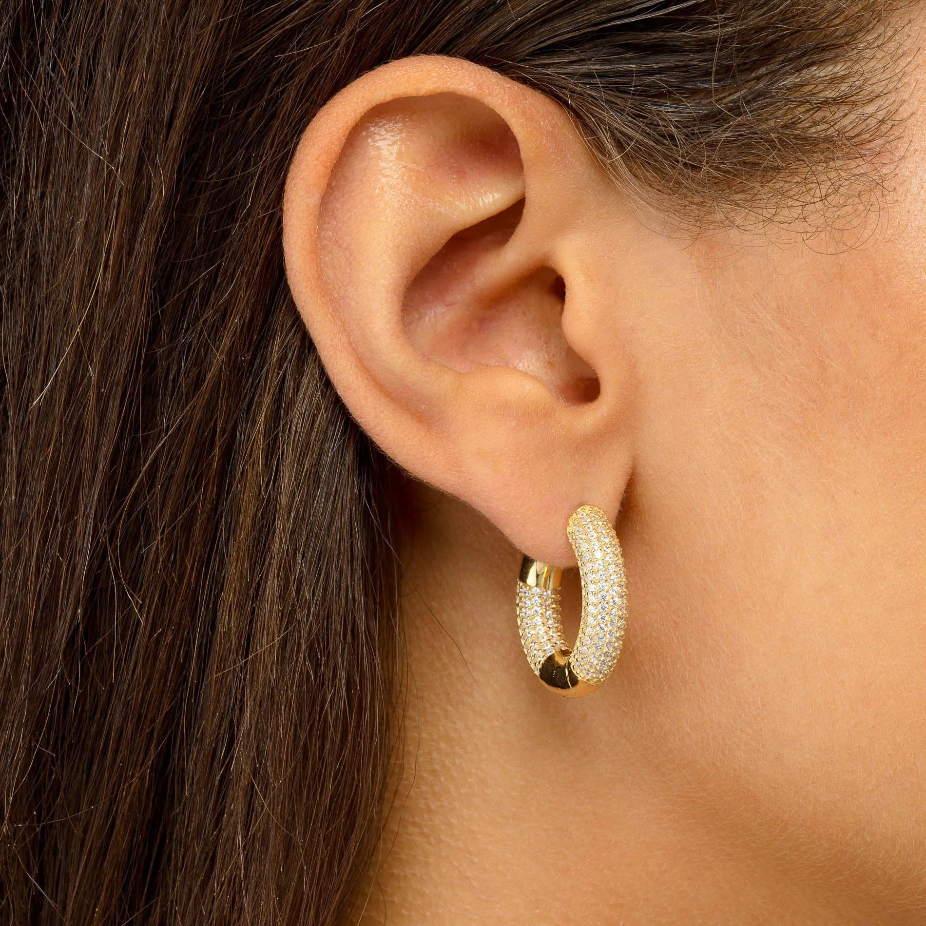 Double Sided Pavé Huggie Earring sold by Adina Eden's product image thumbnail 3