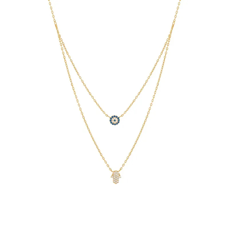 Evil Eye & Hamsa 2 In 1 Necklace sold by Adina Eden's