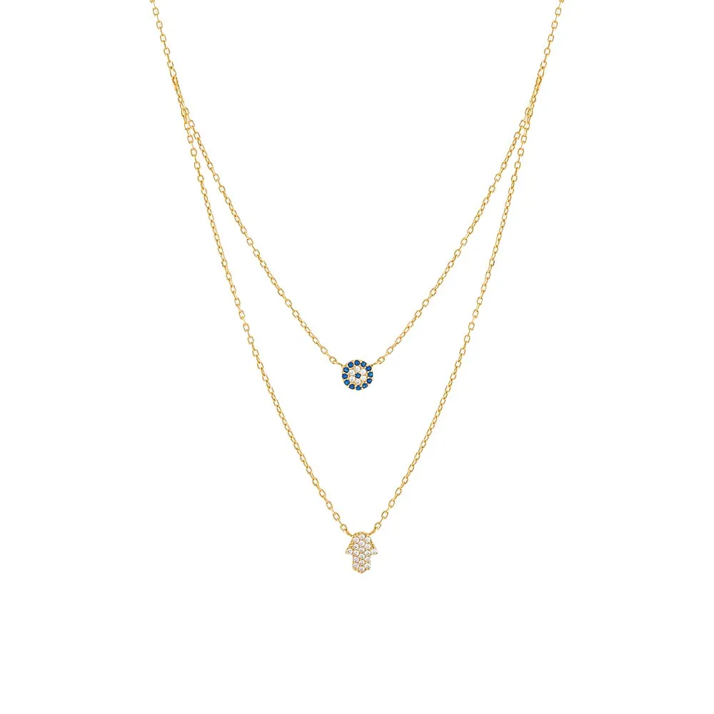 Evil Eye & Hamsa 2 In 1 Necklace sold by Adina Eden's
