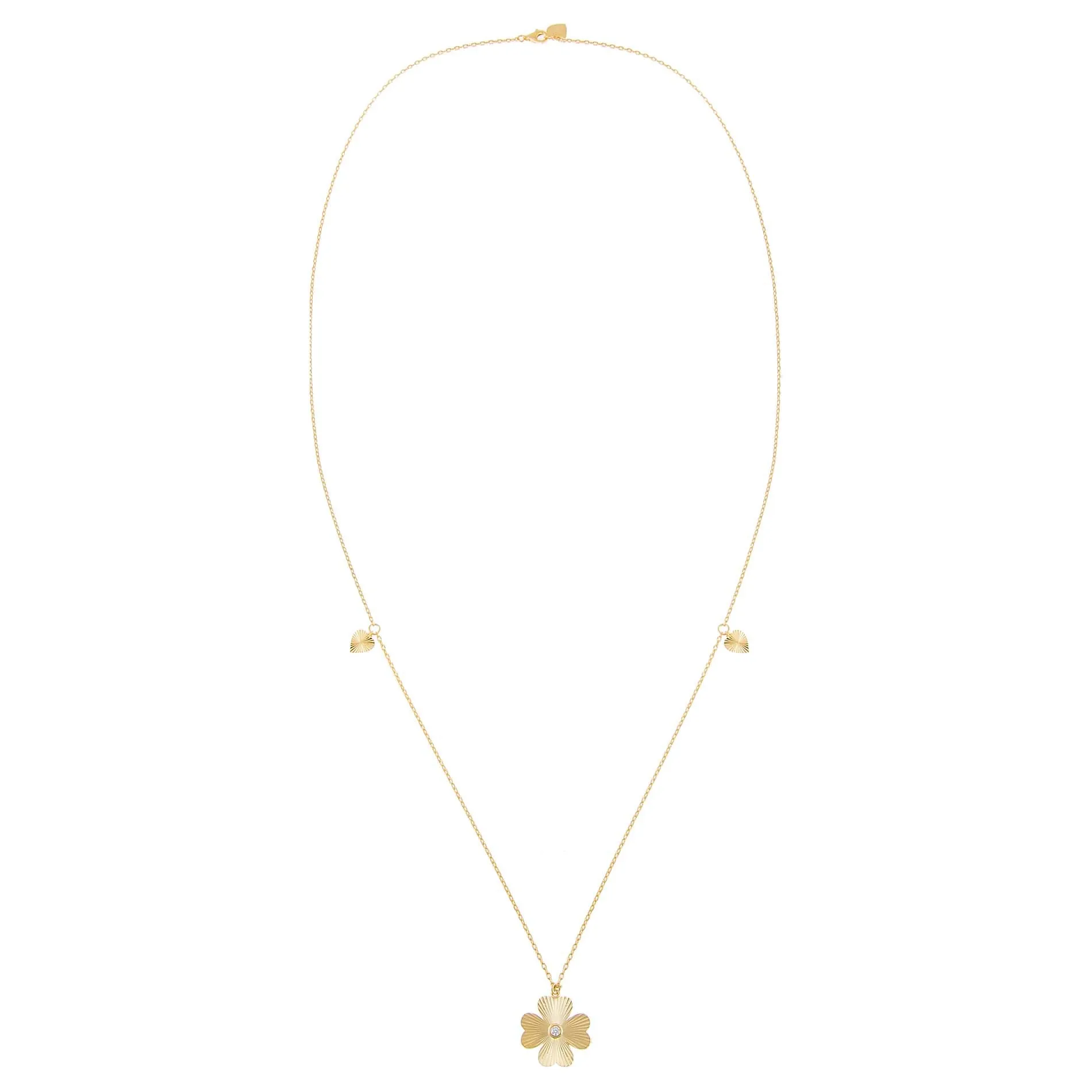 CZ Triple Clover Long Station Necklace sold by Adina Eden's product image thumbnail 2
