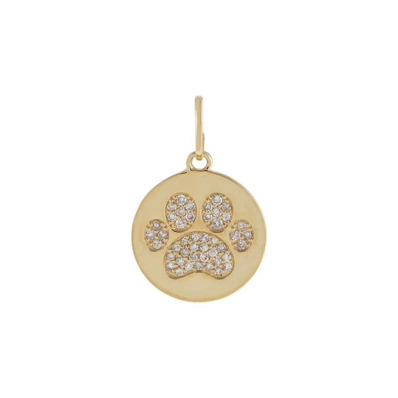 Diamond Paw Print Charm 14K sold by Adina Eden's