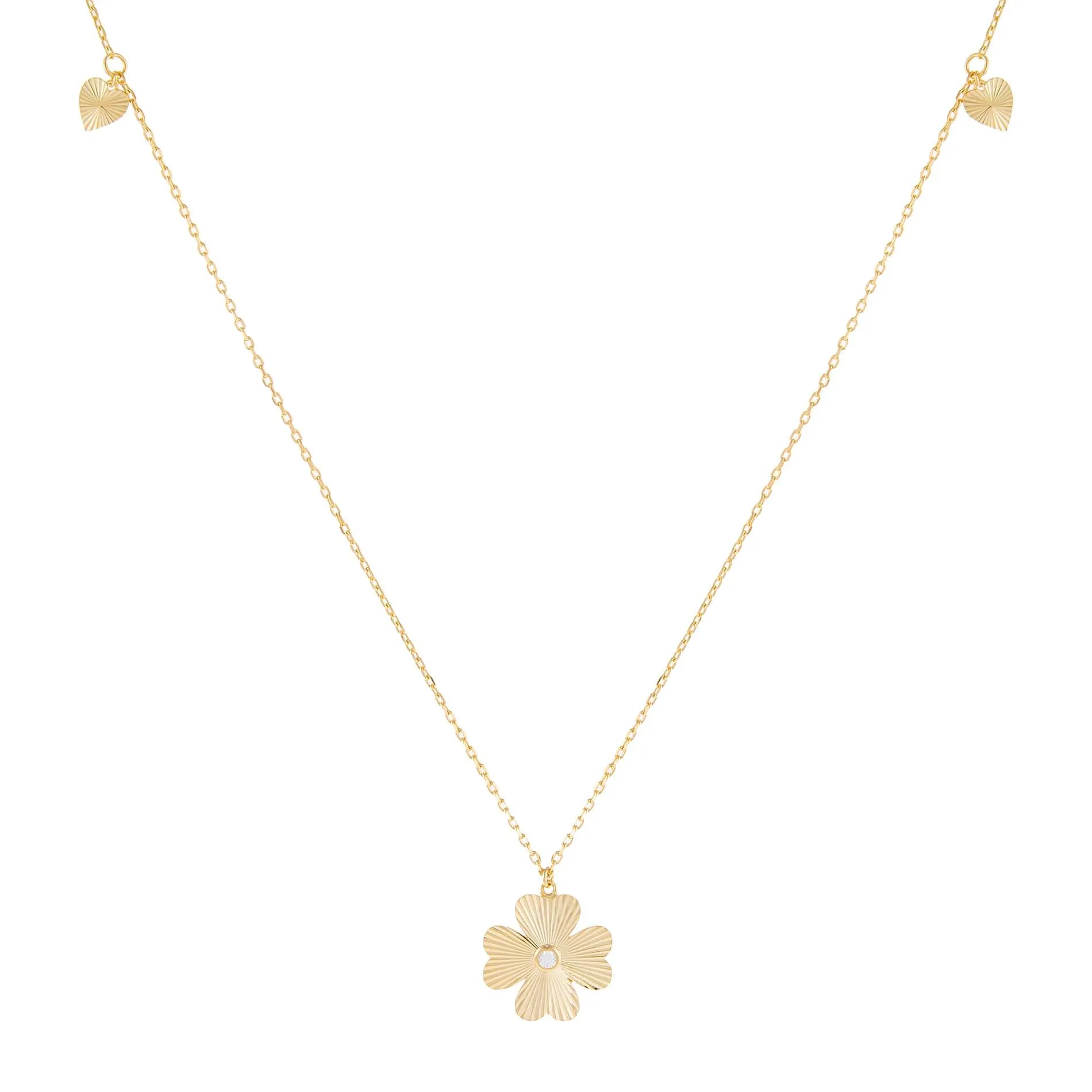 CZ Triple Clover Long Station Necklace sold by Adina Eden's