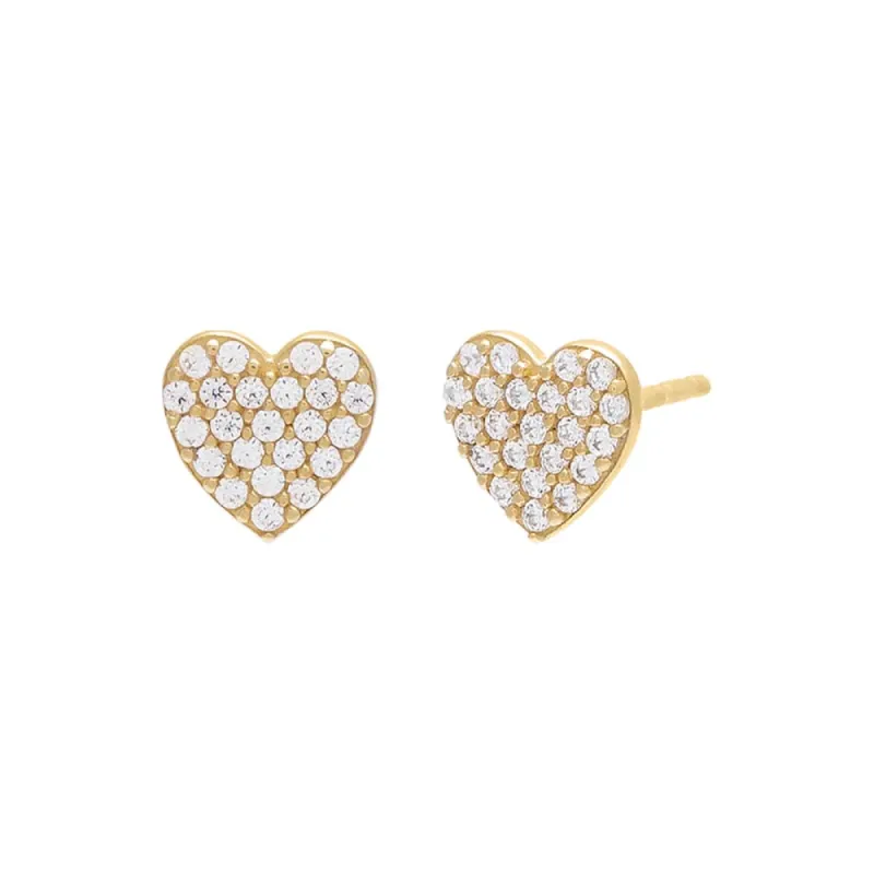Pavé CZ Heart Stud Earring 14K sold by Adina Eden's