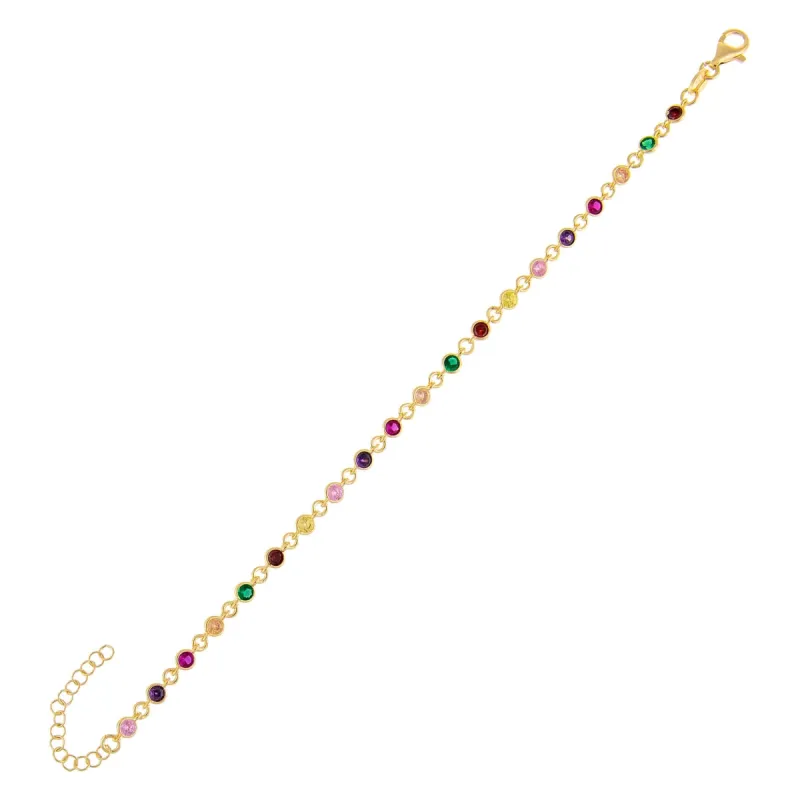 CZ Multi-Color Bezel Bracelet sold by Adina Eden's