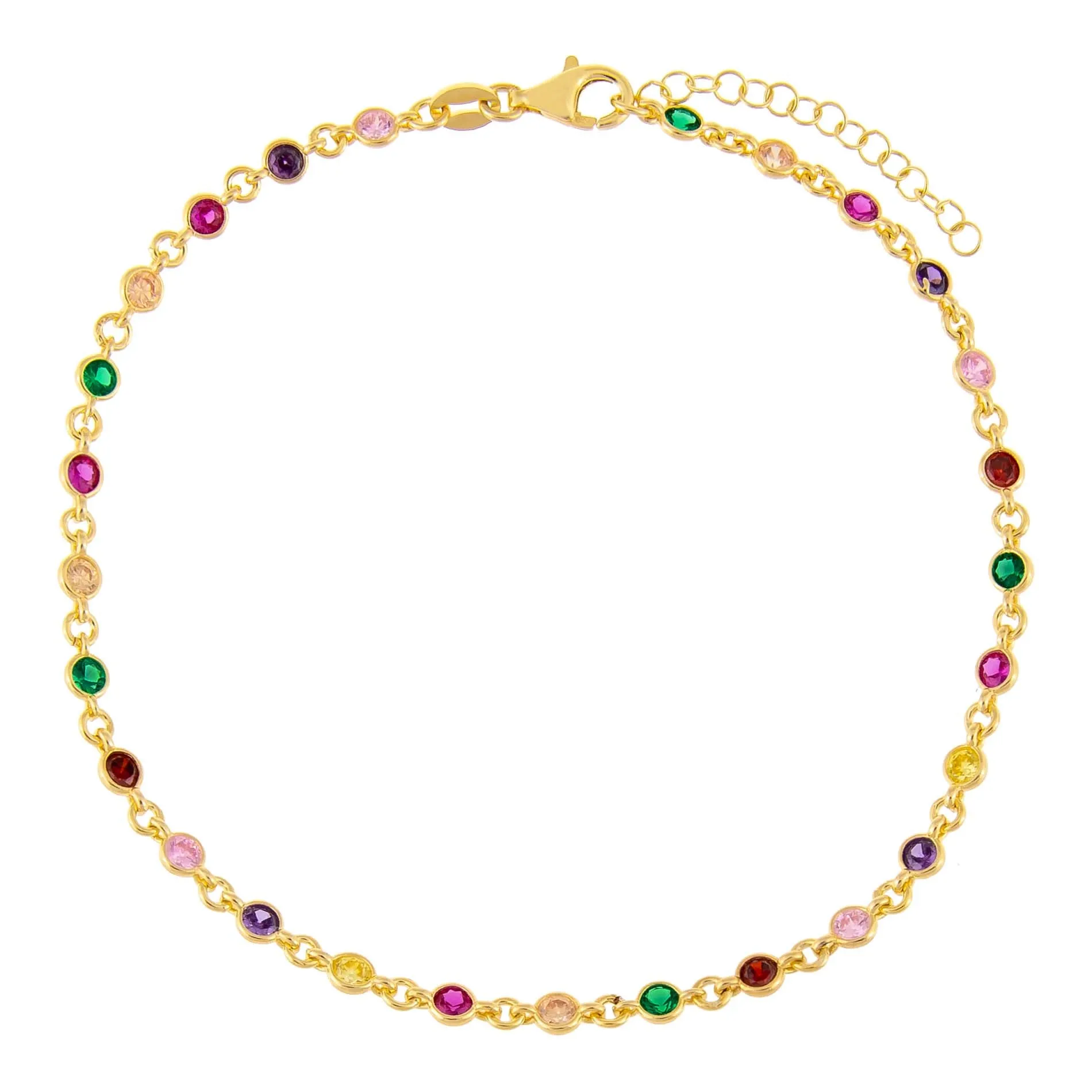 CZ Multi-Color Bezel Anklet sold by Adina Eden's