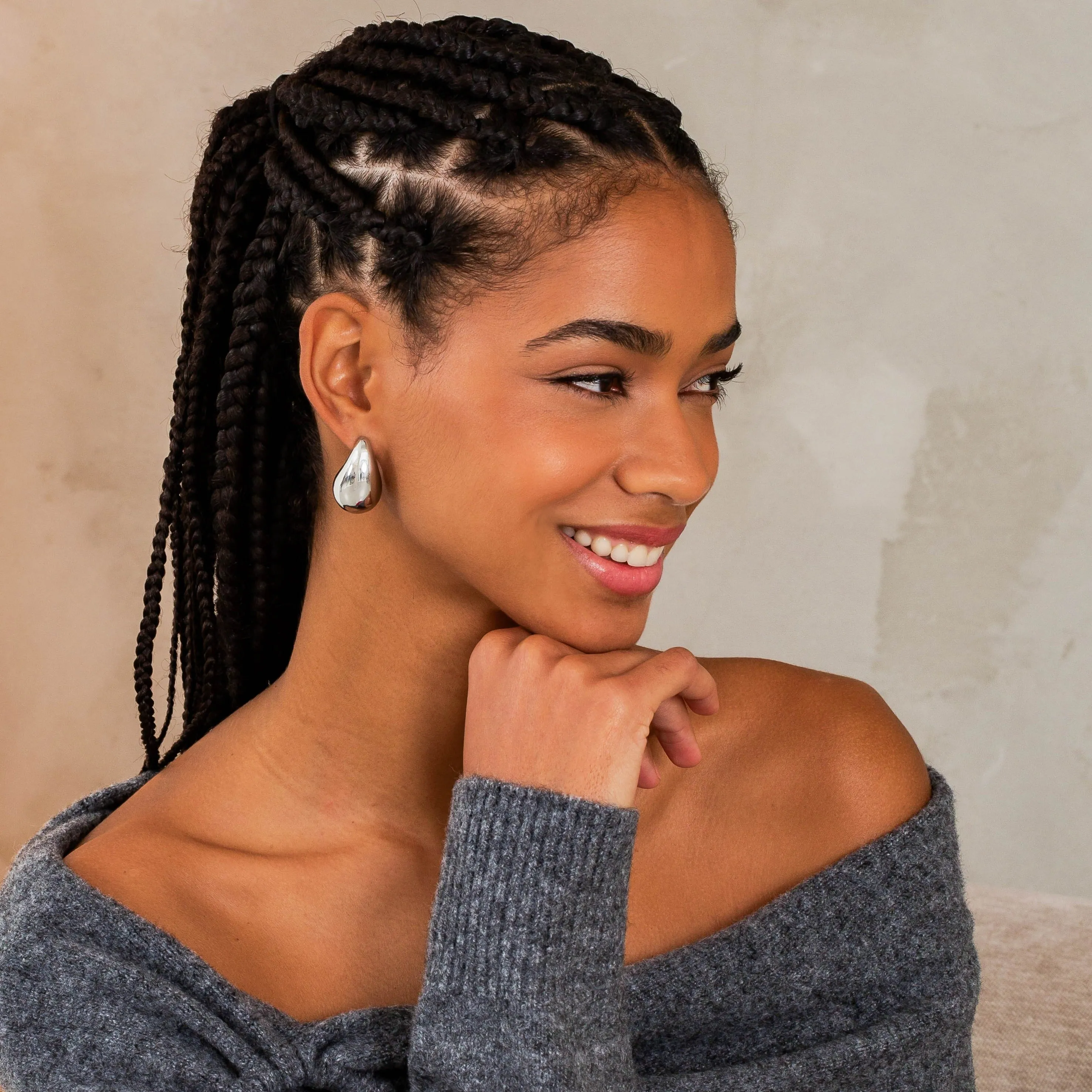 Adina Eden Solid Chunky Drop Stud Earring sold by Adina Eden's product image thumbnail 2