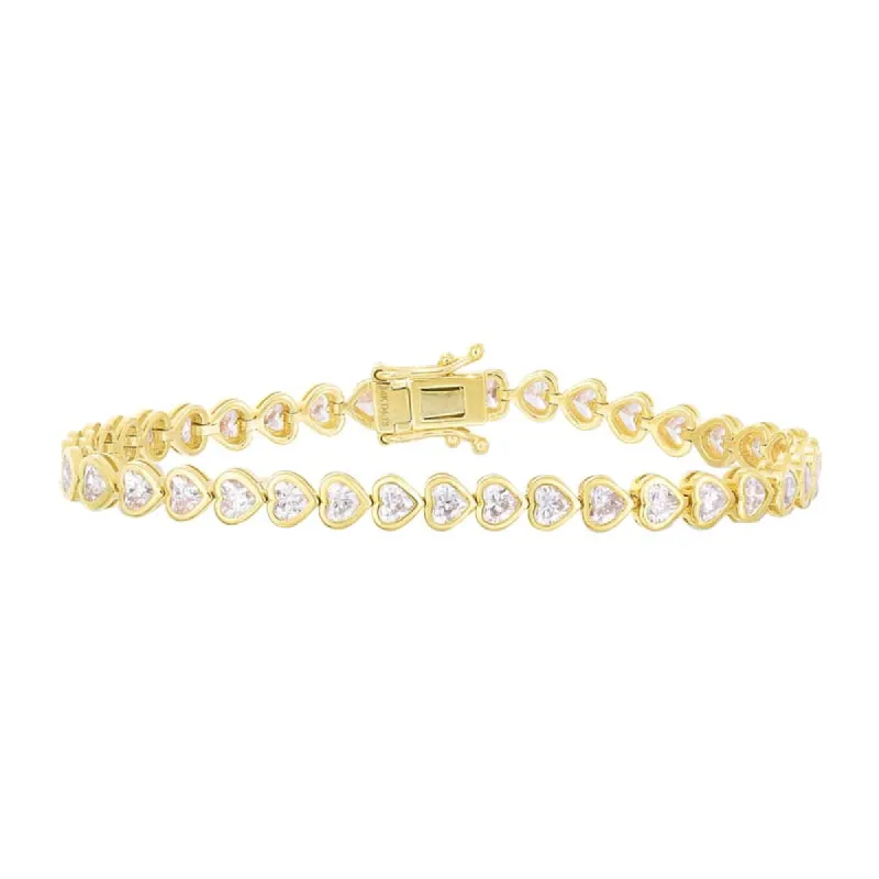 Heart Bezel-Set Tennis Bracelet sold by Adina Eden's