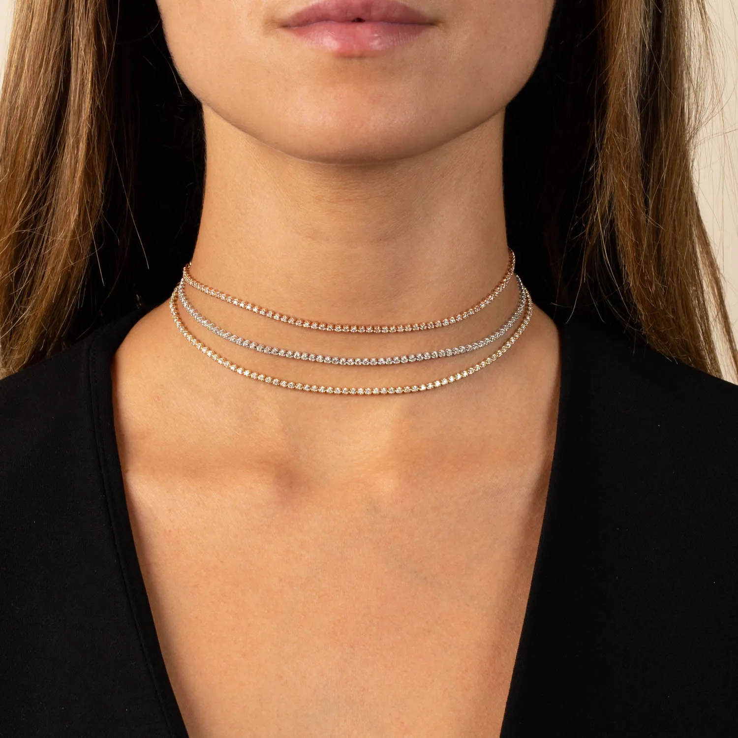 Thin Diamond Tennis Choker 14K sold by Adina Eden's product image thumbnail 3