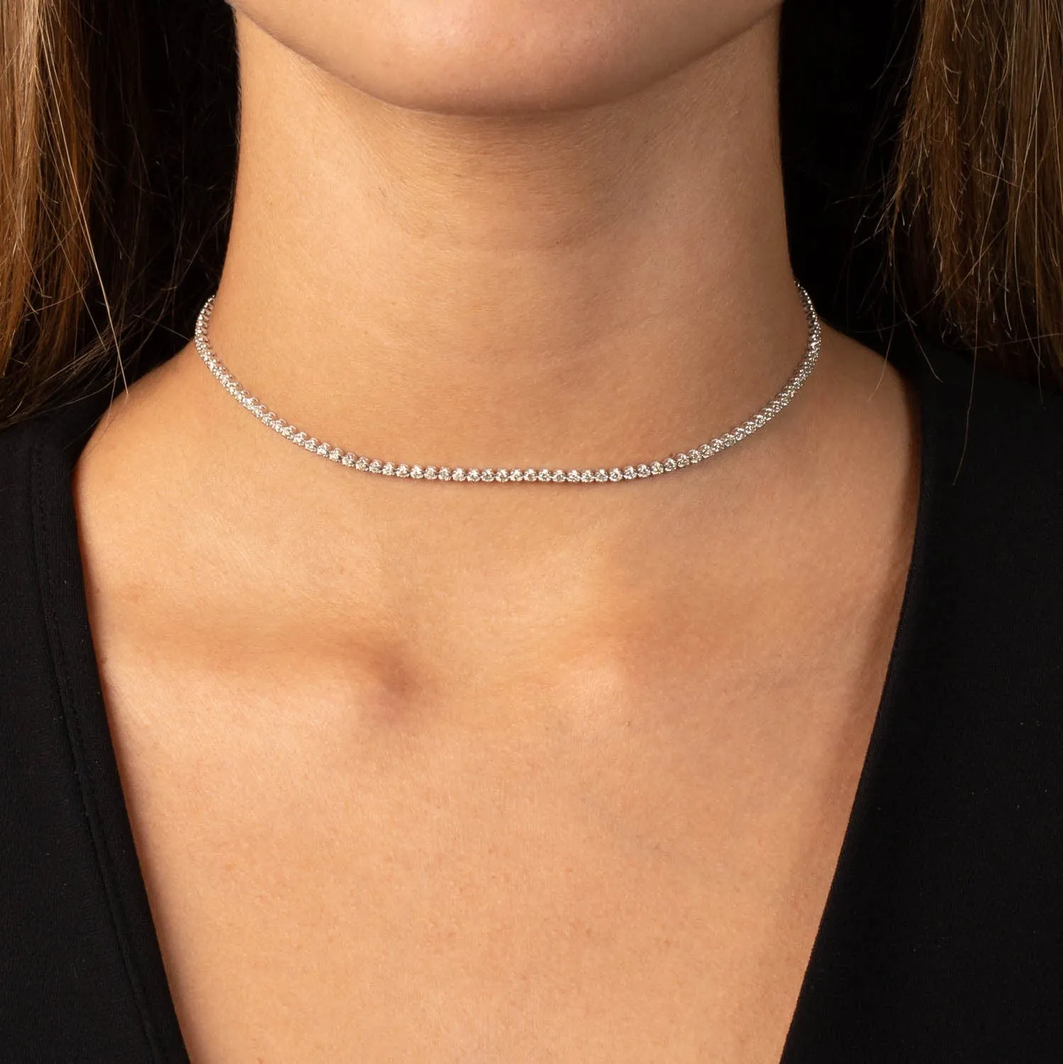 Thin Diamond Tennis Choker 14K sold by Adina Eden's product image thumbnail 2