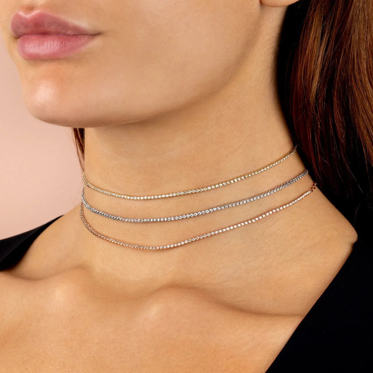 Thin Diamond Tennis Choker 14K sold by Adina Eden's product image thumbnail 4